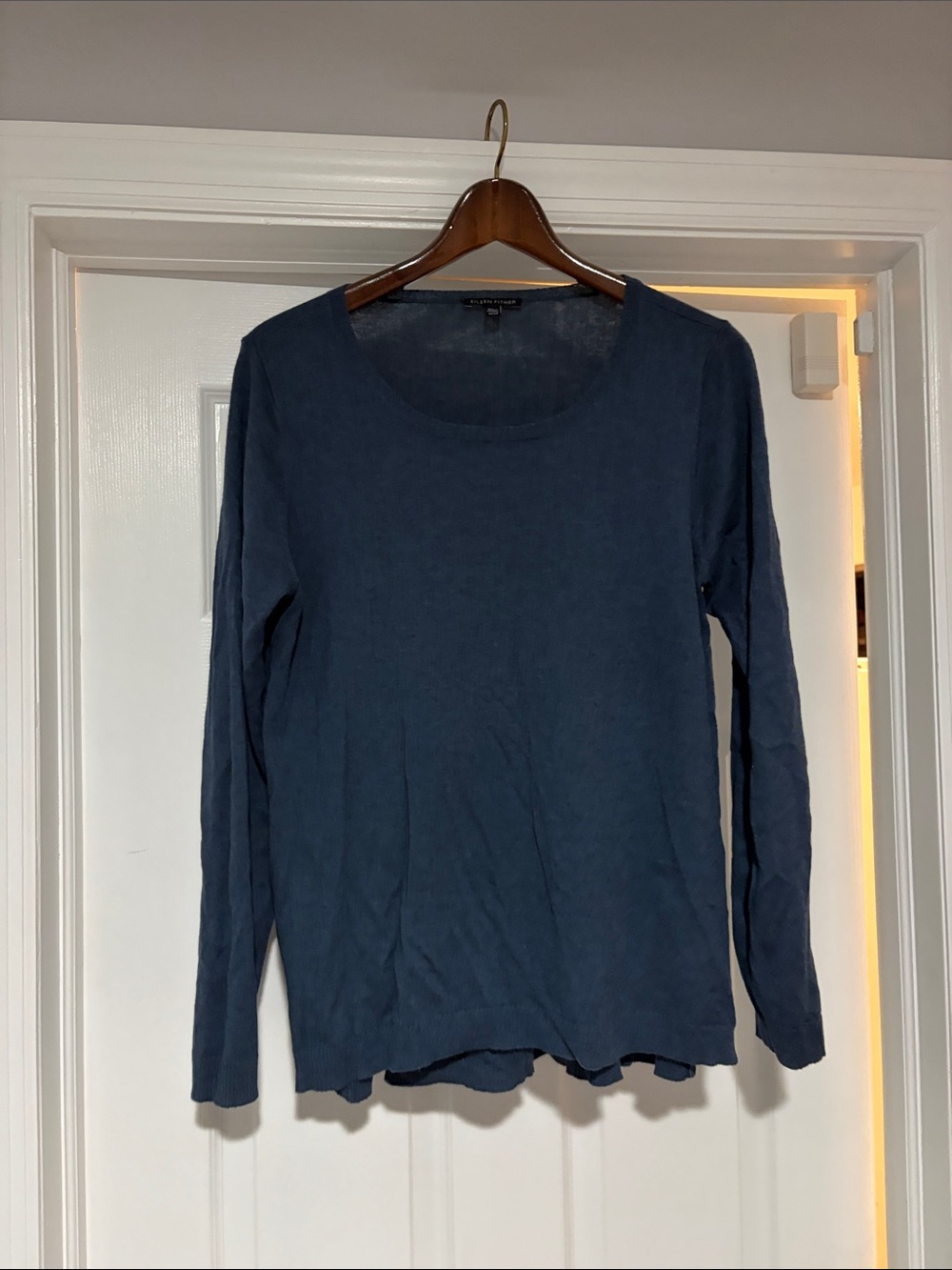 Eileen Fisher Scoop Neck Long Sleeve Sweater - Navy Blue